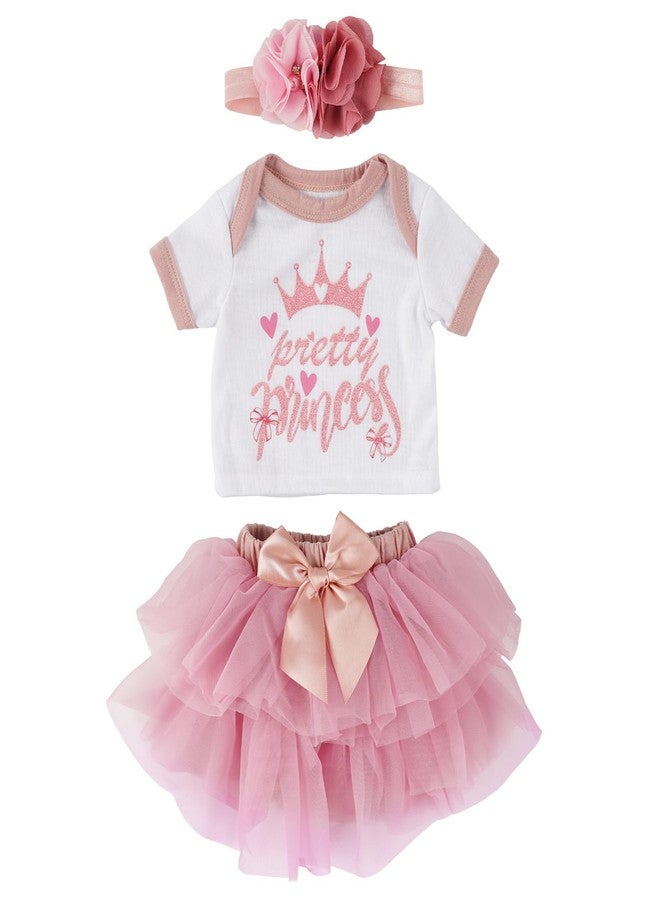 BABESIDE طقم ملابس دمية أطفال حديثي الولادة من 3 قطع من BABESIDE، مناسب لدمى الأطفال من 17 إلى 22 بوصة، طقم إكسسوارات دمية أطفال لطيف مع تنورة وعصابة رأس لدمى الأطفال الواقعية للبنات، وردي - Image 1